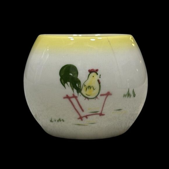 Vintage Brock of California Pottery 1950’s Yellow Trim Small Jar w/ Rooster - Picture 6 of 6